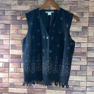 Vintage 80s NOTATIONS CLOTHING CO Large Western Boho Black Vest
